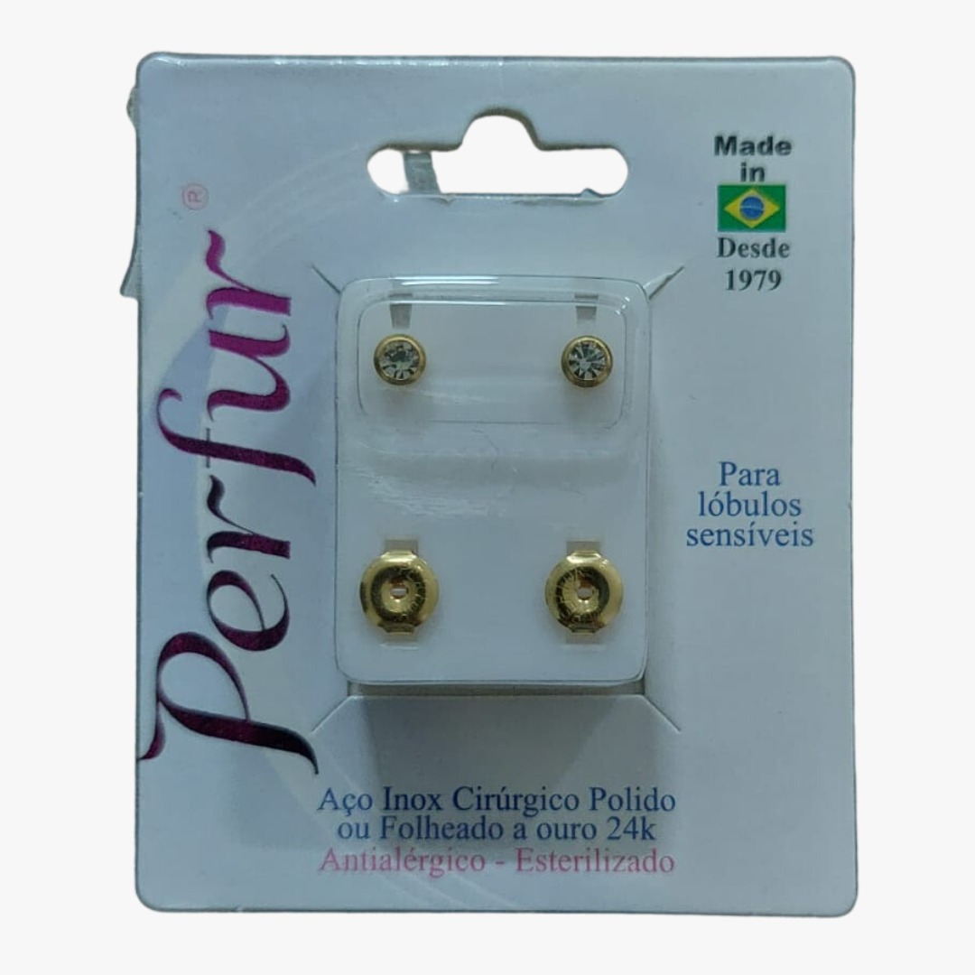Brinco Cristal - Dourado Redondo - Adulto 204