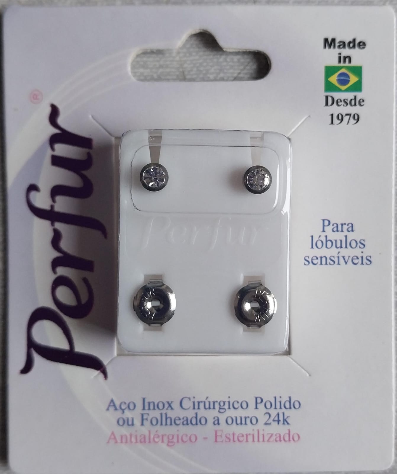 Brinco Cristal - Aço Inox Redondo - Adulto  Codigo 204