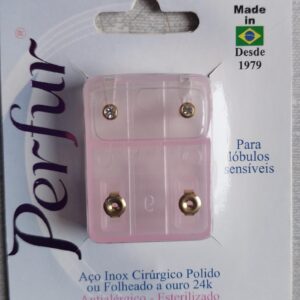 Brinco Infantil Cristal - Dourado Redondo 204