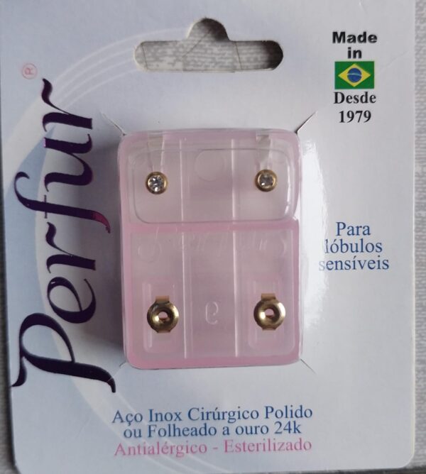Brinco Infantil Cristal - Dourado Redondo 204