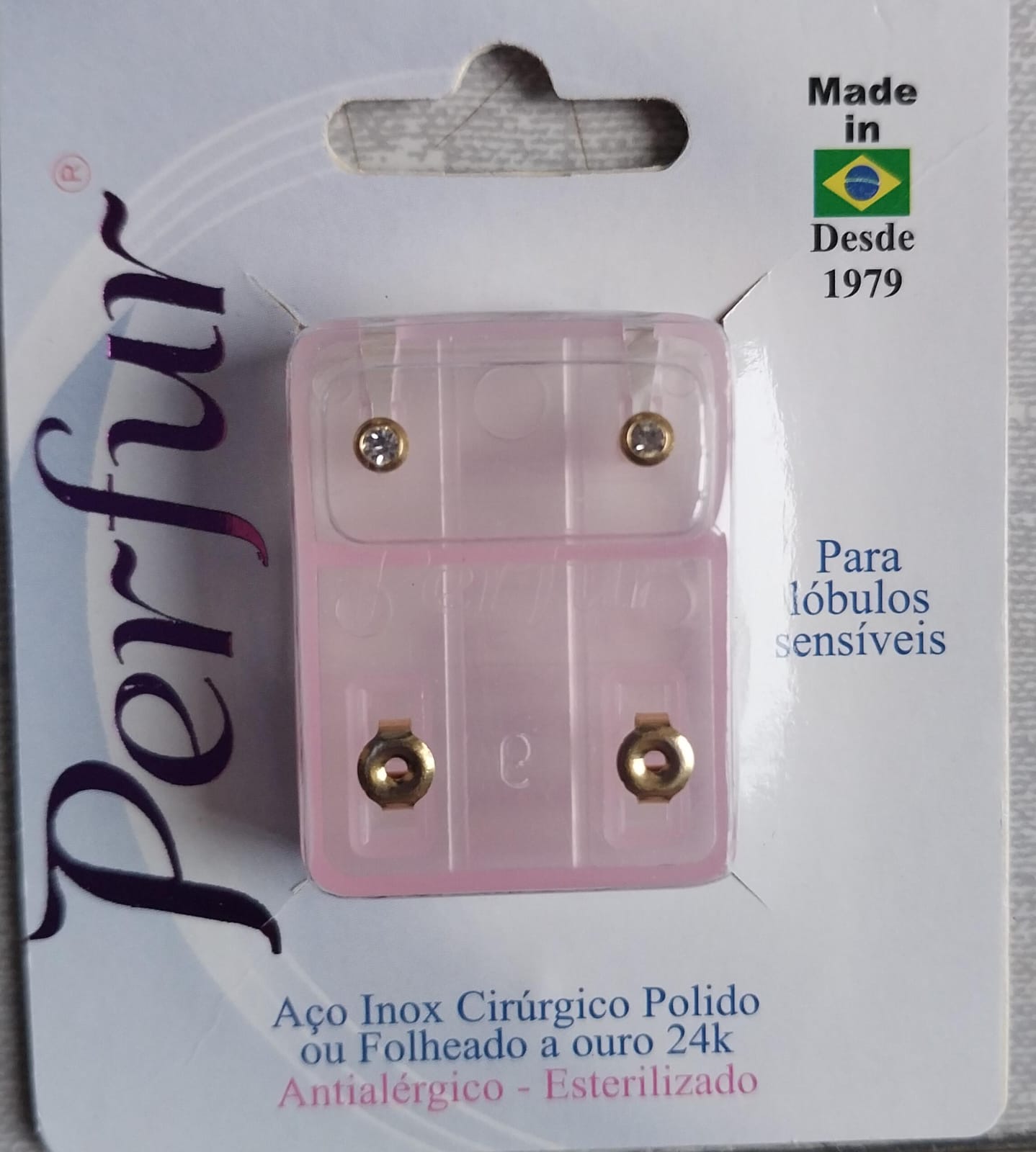 Brinco Infantil Cristal - Dourado Redondo 204
