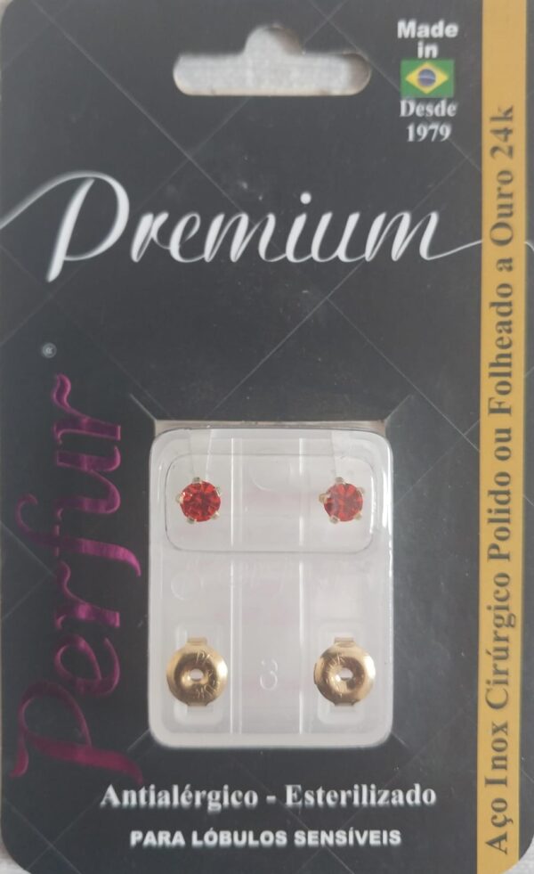 Brinco Premium Vermelho Hyacinth Dourado - Estrela - Imagem 2