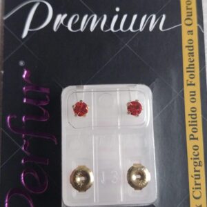 Brinco Premium Vermelho Hyacinth Dourado - Estrela