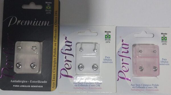 KIT Trio Brinco Perfur Cristal Inox Estrela