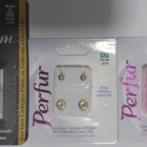 KIT TRIO Brinco Perfur BOLINHA DOURADO