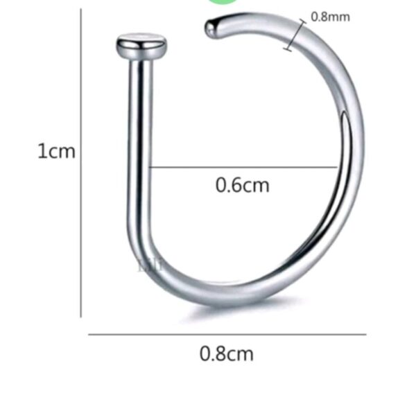 Nostril D-Ring Aço 0,8 X 6MM