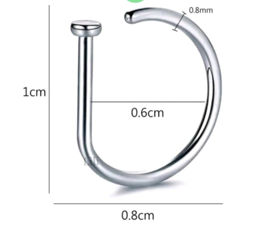 Nostril D-Ring Aço 0,8 X 6MM