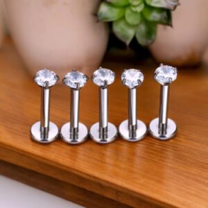 LABRET PUSH IN TITÂNIO PONTO DE LUZ ZIRCÔNIA 1.0X8X3MM