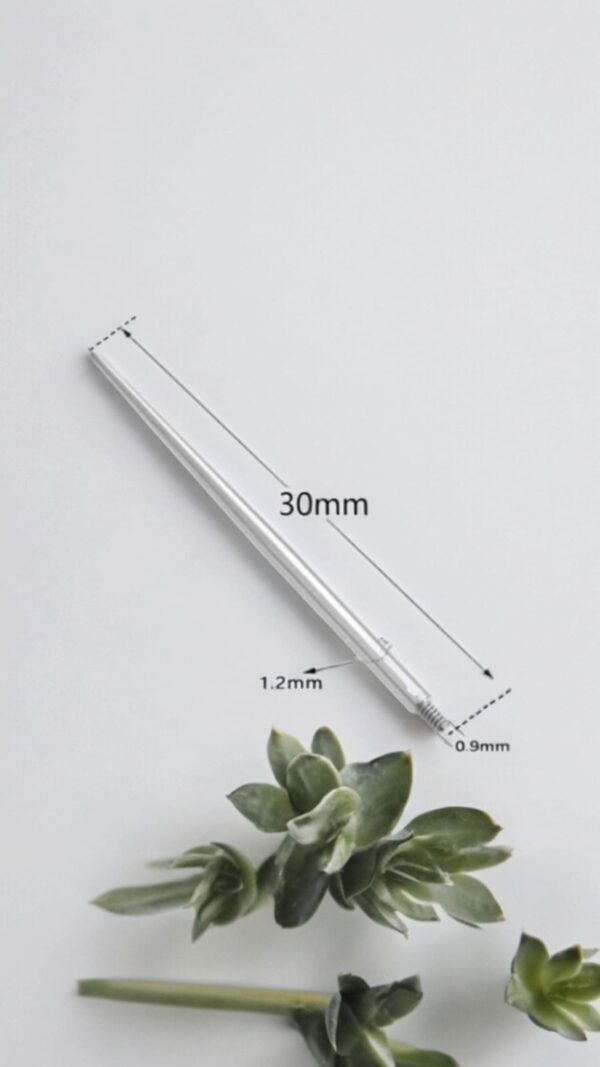 TAPER 0.9 ROSCA INTERNA TITANIO Para Piercing 1.2x30mm