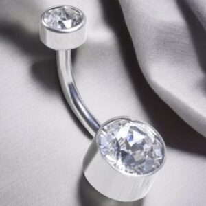 Banana Titânio 2 Pedras Strass Redondo 1.6x 10 x 4 x 6mm
