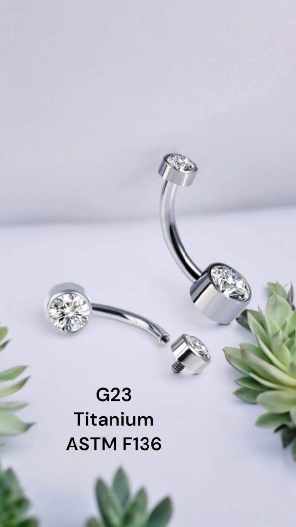 Banana Titânio 2 Pedras Strass Redondo 1.6x10x5x8mm - Imagem 2