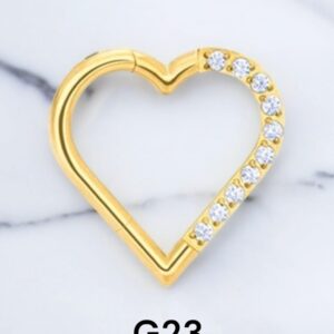 Coração Titânio Lado Esquerdo Zircônia Cravejada 1.2x8MM