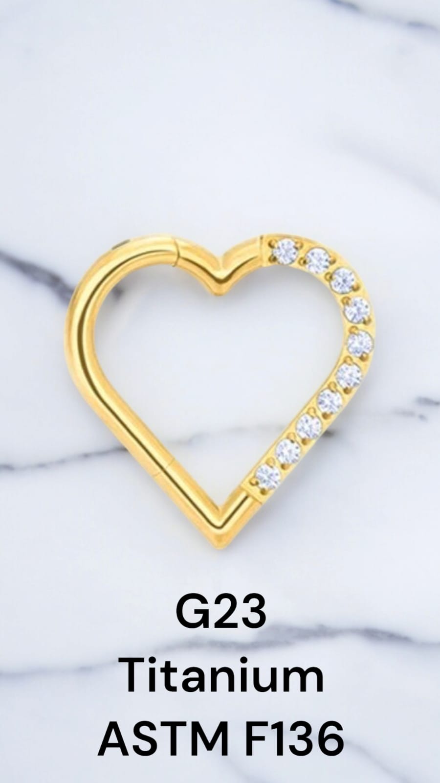 Coração Titânio Lado Esquerdo Zircônia Cravejada 1.2x8MM