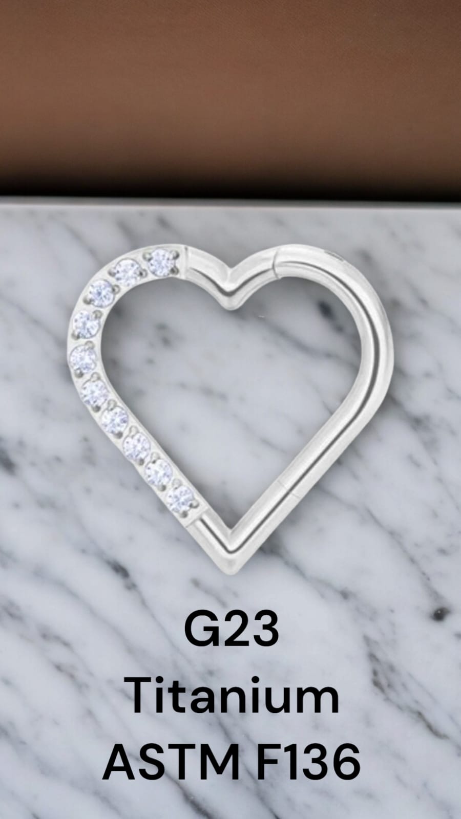 Coração Titânio Lado DIREITO Zircônia Cravejada 1.2x8MM