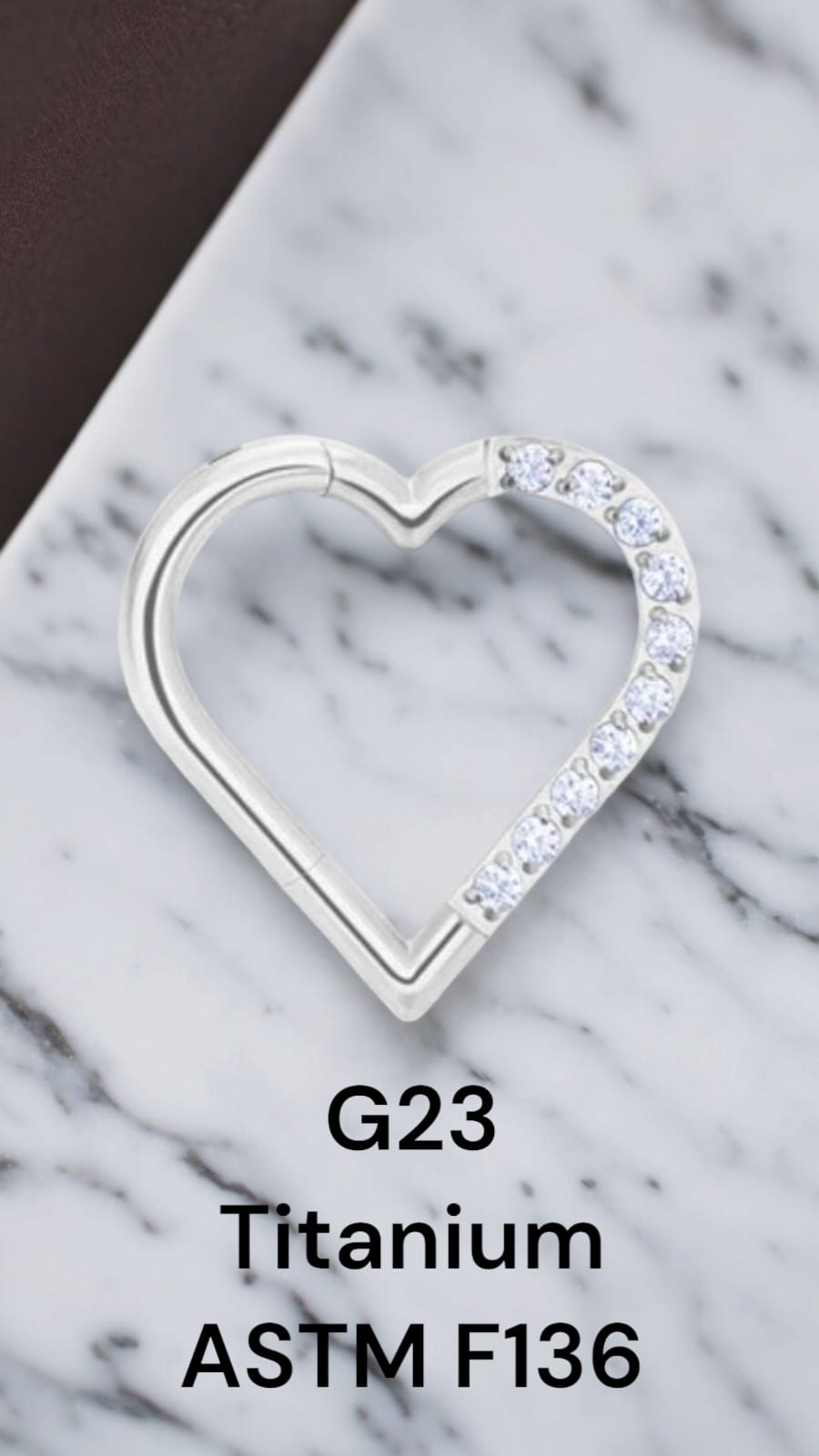 Coração Titânio Lado ESQUERDO Zircônia Cravejada 1.2x8MM