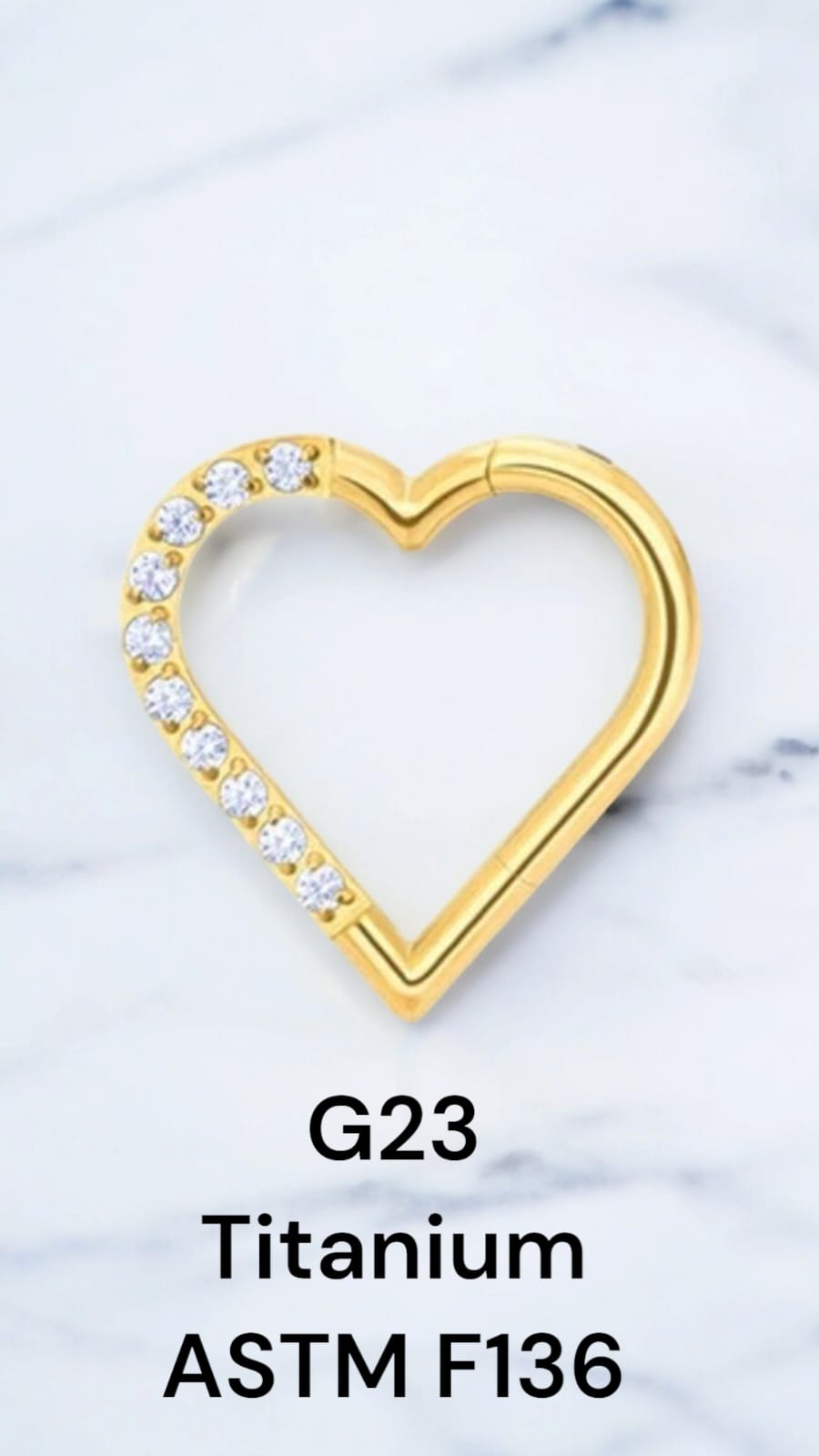 Coração Titânio Lado Direito Zircônia Cravejada 1.2x8MM