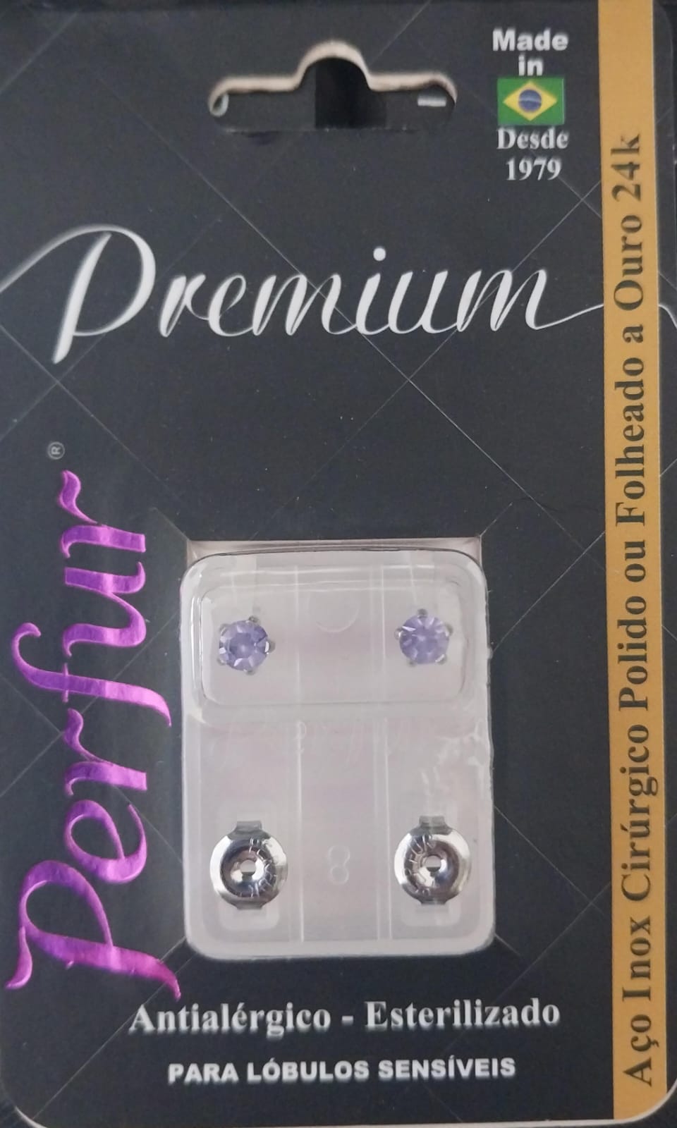 Brinco Premium Violet -  Prata -  Codigo709