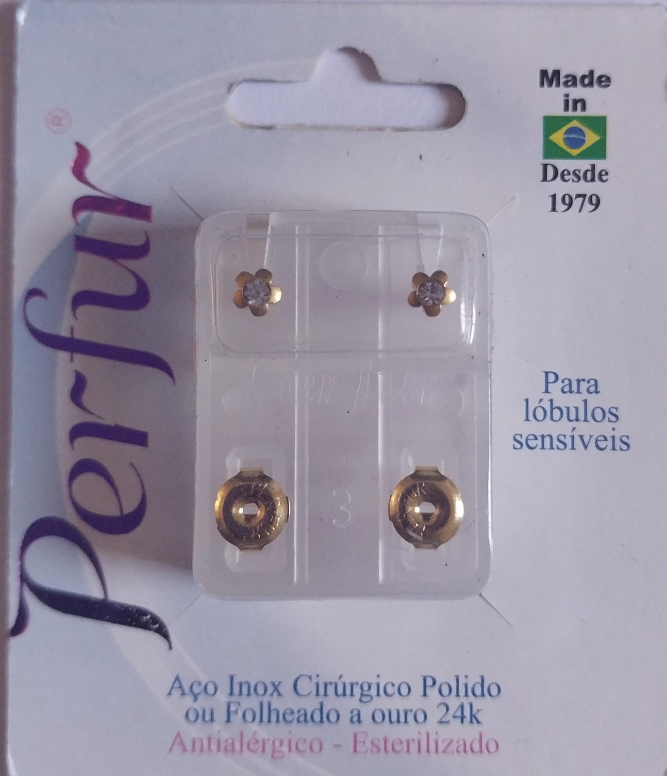 Brinco Adulto Flor Pedra Cristal