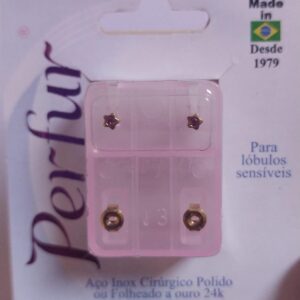 Brinco Infantil Estrela Com Pedra Rosa
