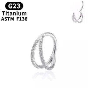 Argola Conch Titânio Dupla Fileira Zircônia 1.2x10mm