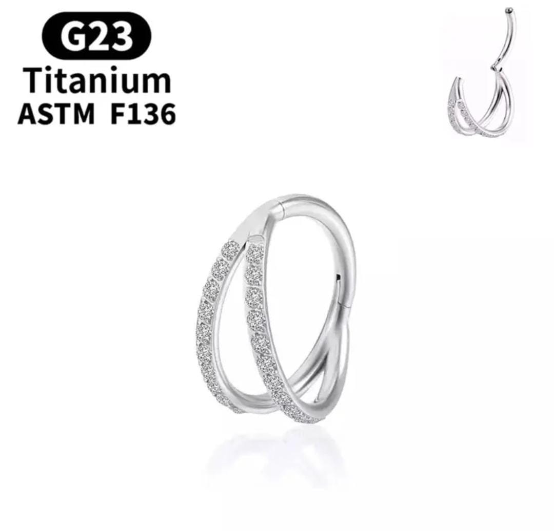 Argola Conch Titânio Dupla Fileira Zircônia 1.2x10mm