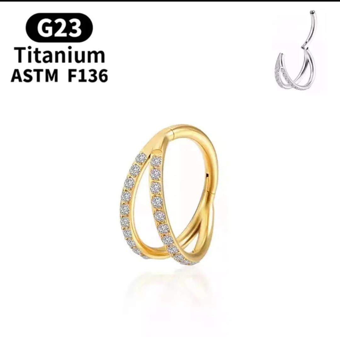 Argola Conch Titânio Dupla Fileira Zircônia 1.2x10mm
