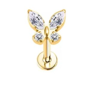 Labret Rosca Interna Titânio Borboleta Zircônias 1.2 x 8mm