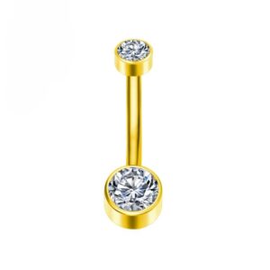 Banana Titânio 2 Pedras Strass Redondo  1.6x10x5x8mm