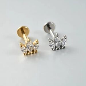 Labret CLUSTER Rosca Interna Titânio  DOURADO 3 Zircônias