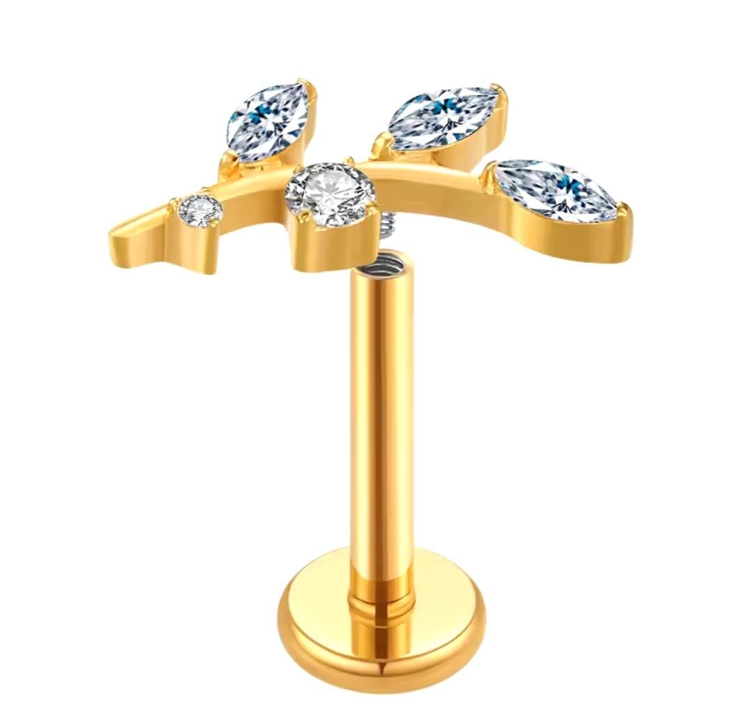 Labret Rosca Interna Titânio Ramo Zircônias
