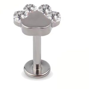 Labret Rosca Interna Titânio Patinha 4 Zircônias NATURAL