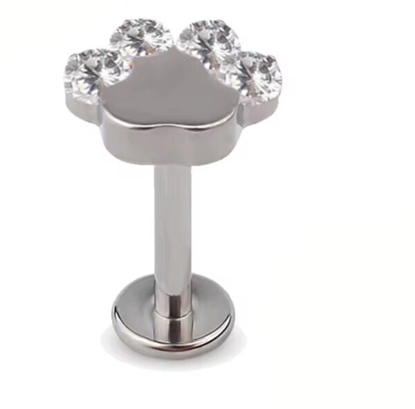 Labret Rosca Interna Titânio Patinha 4 Zircônias NATURAL