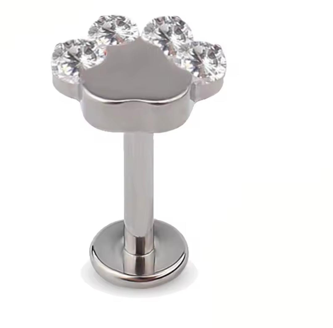 Labret Rosca Interna Titânio Patinha 4 Zircônias NATURAL