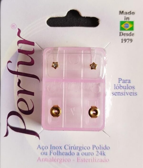 BRINCO INFANTIL ESTRELA PEDRA BRANCA