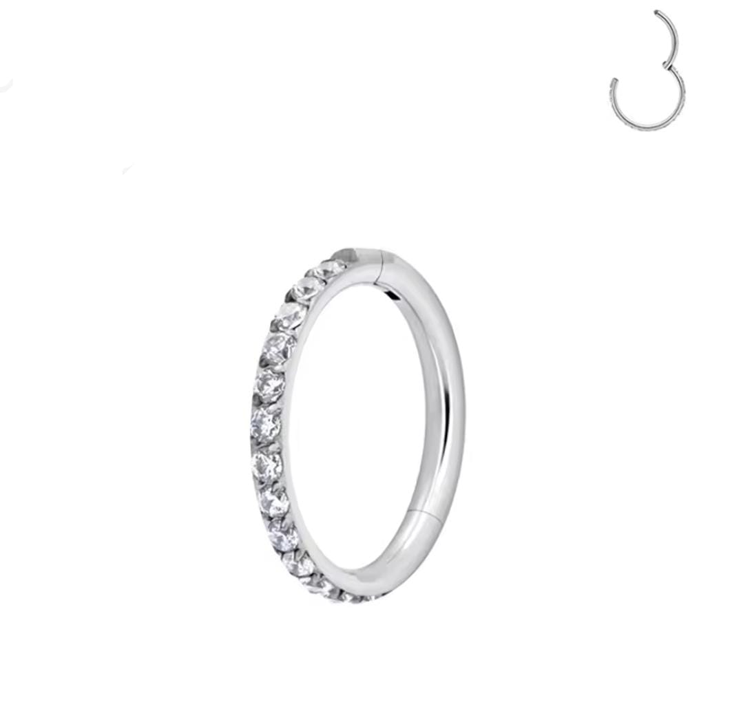 Argola Aço Zirconias 1.2 x 8mm Natural