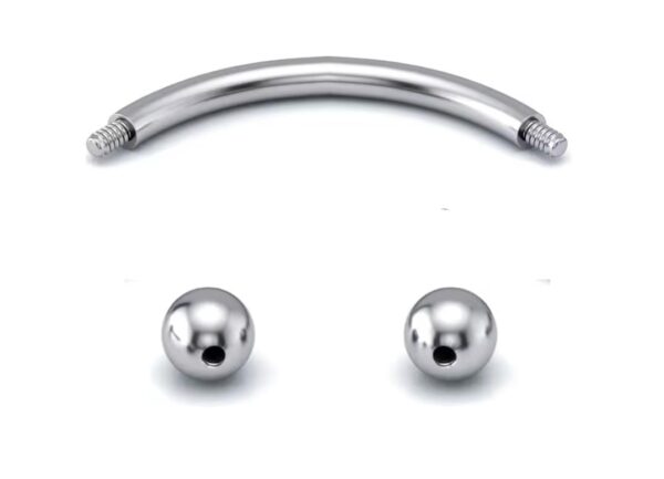 Minibarbell Curvo Titânio Rosca Externa - Imagem 2
