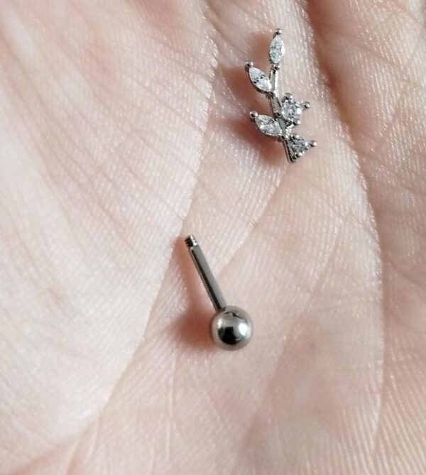 Labret Aço Rosca Externa Ramo Zircônias - Imagem 2
