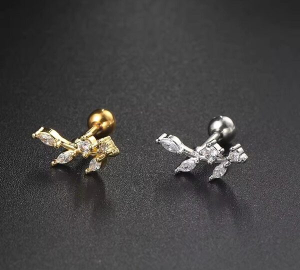 Labret Aço Rosca Externa Ramo Zircônias DOURADO
