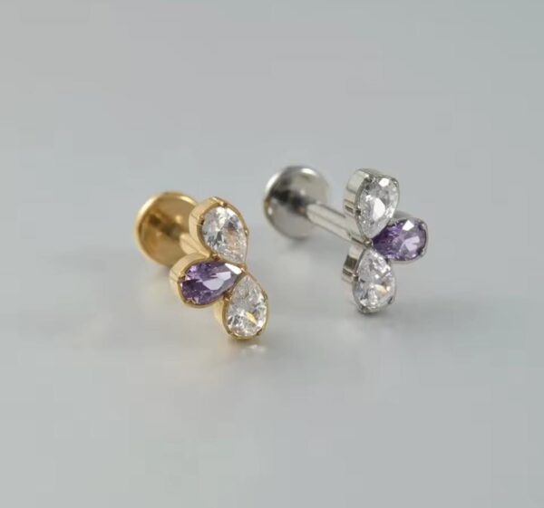 Cluster Labret Titânio cor Dourado