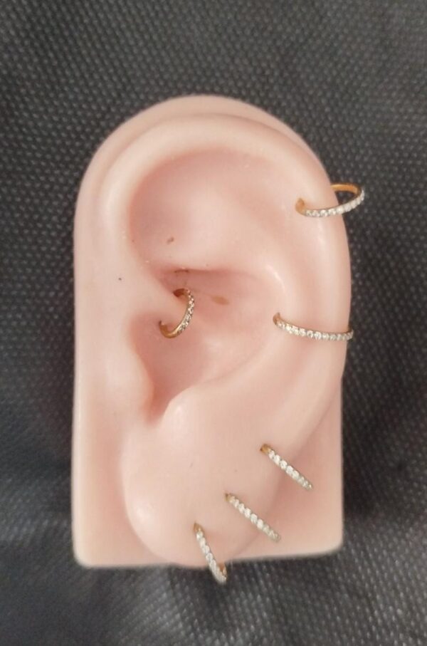 Argola Segmento Articulado Aço Zirconias 1.2 x 8mm Dourado