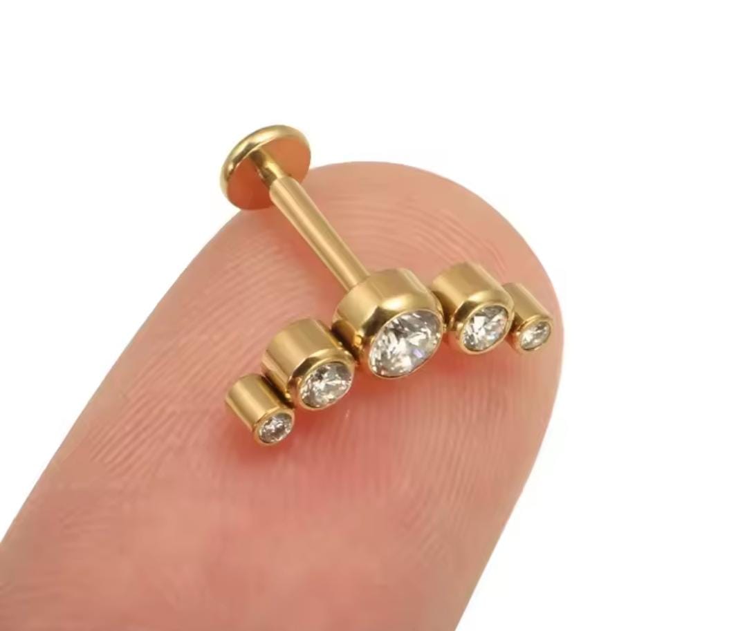 Labret Cluster Titânio Zircônia 1.2x8mm